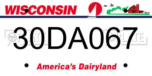 30DA067 Wisconsin License Plate