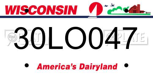 30LO047 Wisconsin License Plate