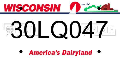 30LQ047 Wisconsin License Plate