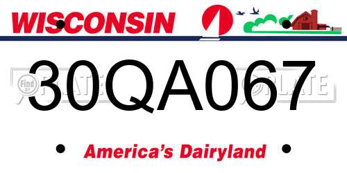 30QA067 Wisconsin License Plate