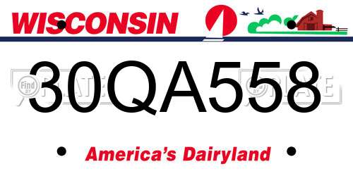 30QA558 Wisconsin License Plate