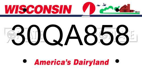 30QA858 Wisconsin License Plate