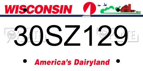 30SZ129 Wisconsin License Plate