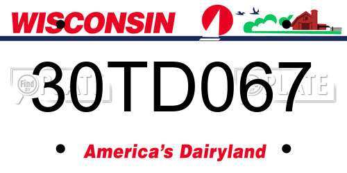 30TD067 Wisconsin License Plate