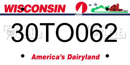 30TO062 Wisconsin License Plate
