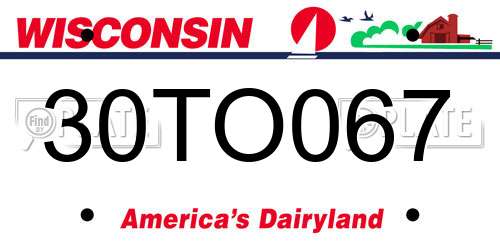 30TO067 Wisconsin License Plate