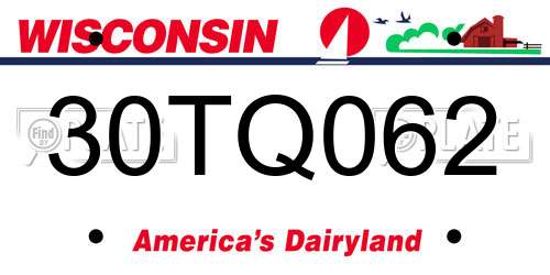 30TQ062 Wisconsin License Plate