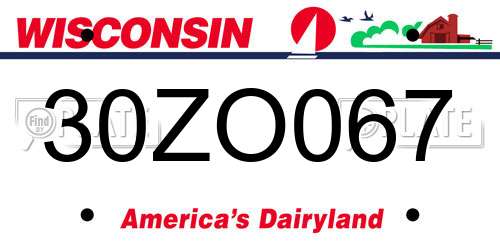 30ZO067 Wisconsin License Plate