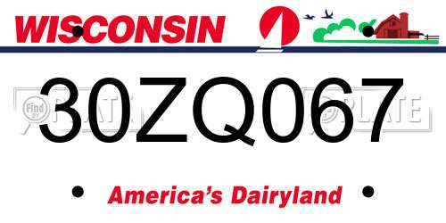 30ZQ067 Wisconsin License Plate