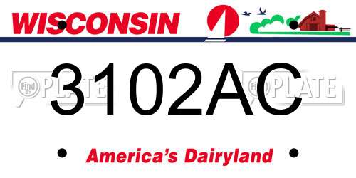 3102AC Wisconsin License Plate