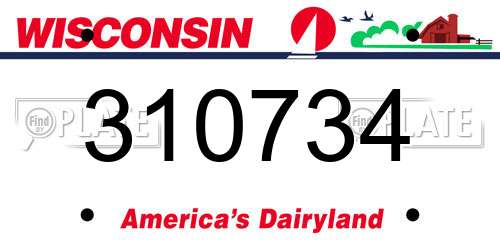 310734 Wisconsin License Plate