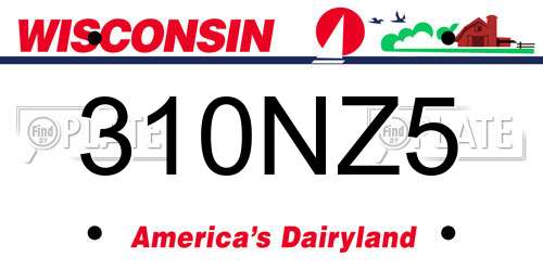 310NZ5 Wisconsin License Plate