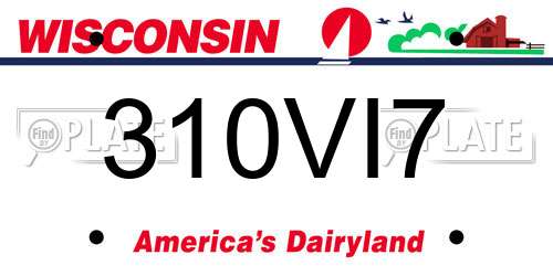 310VI7 Wisconsin License Plate