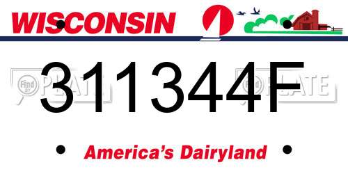 311344F Wisconsin License Plate