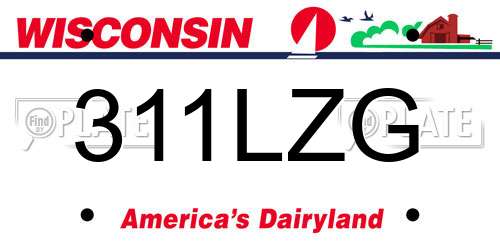 311LZG Wisconsin License Plate