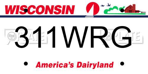 311WRG Wisconsin License Plate