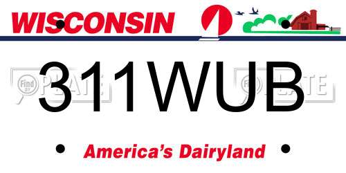 311WUB Wisconsin License Plate