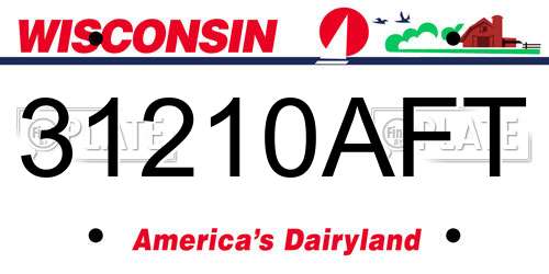 31210AFT Wisconsin License Plate