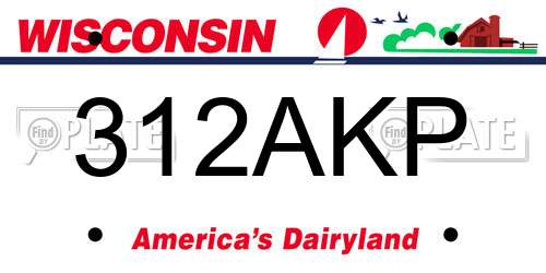312AKP Wisconsin License Plate