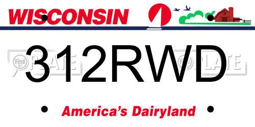 312RWD Wisconsin License Plate