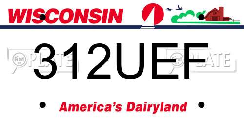 312UEF Wisconsin License Plate