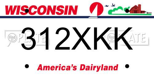 312XKK Wisconsin License Plate