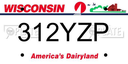 312YZP Wisconsin License Plate