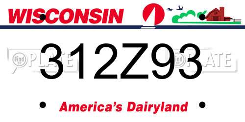 312Z93 Wisconsin License Plate
