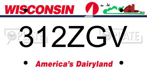 312ZGV Wisconsin License Plate
