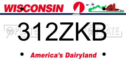 312ZKB Wisconsin License Plate