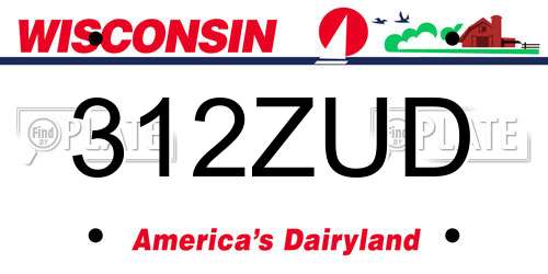 312ZUD Wisconsin License Plate