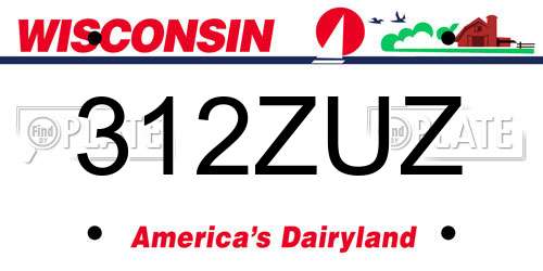 312ZUZ Wisconsin License Plate