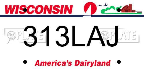 313LAJ Wisconsin License Plate