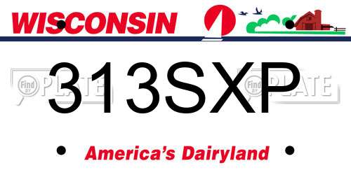 313SXP Wisconsin License Plate