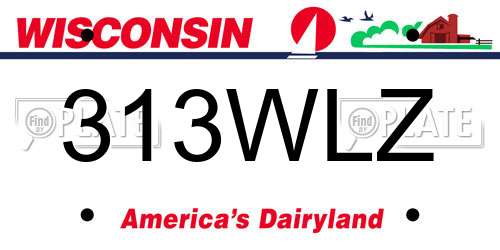313WLZ Wisconsin License Plate
