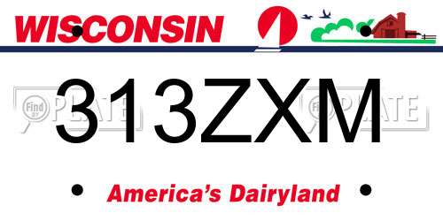 313ZXM Wisconsin License Plate