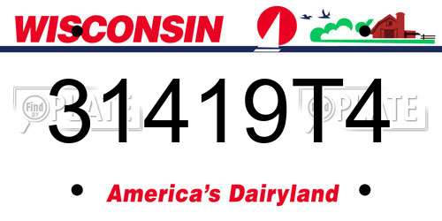 31419T4 Wisconsin License Plate