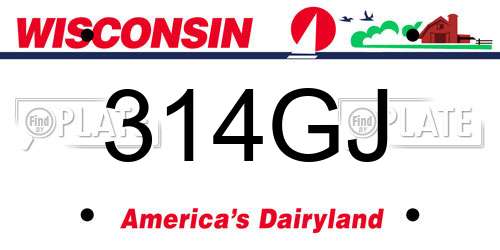 314GJ Wisconsin License Plate