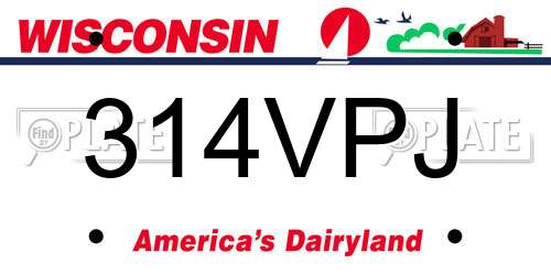 314VPJ Wisconsin License Plate