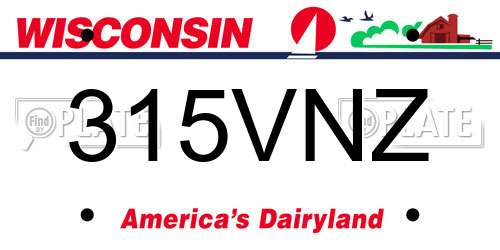 315VNZ Wisconsin License Plate