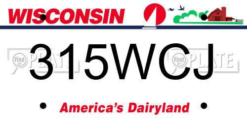 315WCJ Wisconsin License Plate