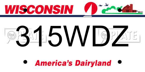 315WDZ Wisconsin License Plate
