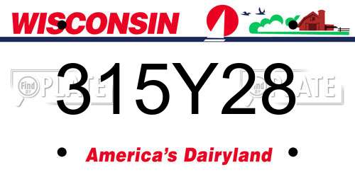 315Y28 Wisconsin License Plate