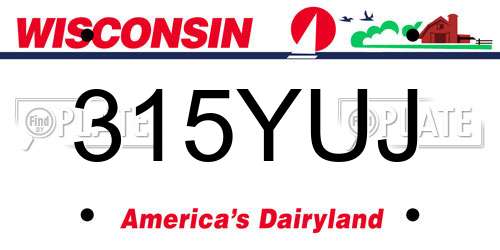 315YUJ Wisconsin License Plate