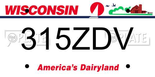 315ZDV Wisconsin License Plate