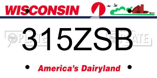 315ZSB Wisconsin License Plate