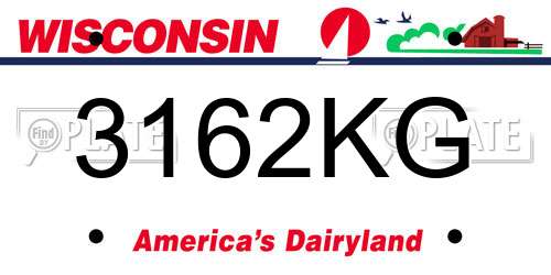 3162KG Wisconsin License Plate