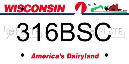 316BSC Wisconsin License Plate