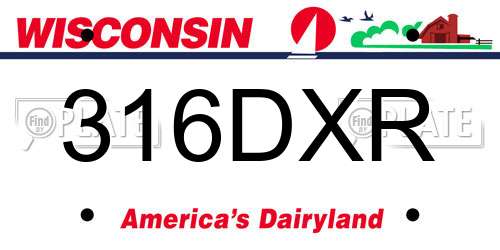 316DXR Wisconsin License Plate