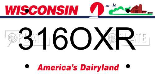 316OXR Wisconsin License Plate